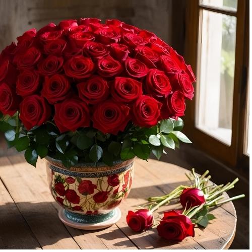 Big Red Rose Bouquet 1 Red Rose Heart Bouquet - Romantic Red Roses in a Heart Shape Arrangement