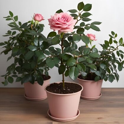 Pink rose plant