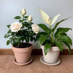 White rose and peace lily Plants delivery