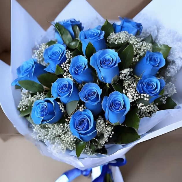 Blue Rose Flowers Bouquet 2 Elegant UK Mother's Day Flowers Blue Rose Bouquet – Fresh Blue Roses, Delivered on Time
