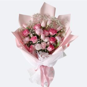 Blush Pink Tulip, Rose & Peony Bridal Bouquet