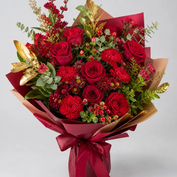 Velvet Romance Rose & Carnation Hand-Tied 1 carnations and roses arrangements
