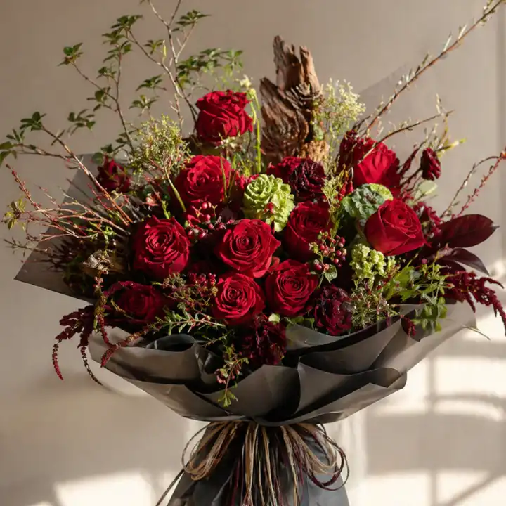 The Crimson Sovereign: Luxury Red Rose Bouquet 1 flower bouquet red roses