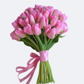Fresh Hand-Tied Pink Tulip Bouquet