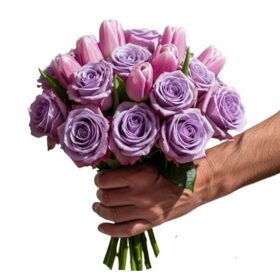 Lilac Roses and Tulips Flower Bouquets