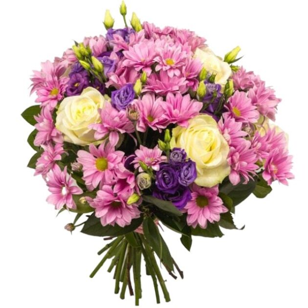 White rose chrysanthemum bouquet delivery 1 pink white rose chrysanthemum