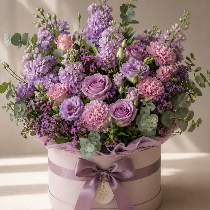 Rose & Alstroemeria Hatbox Bouquet 1 rose and alstroemeria bouquet