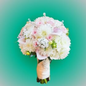 Dahlias, Roses, Lilies Mixed Flower Bouquet