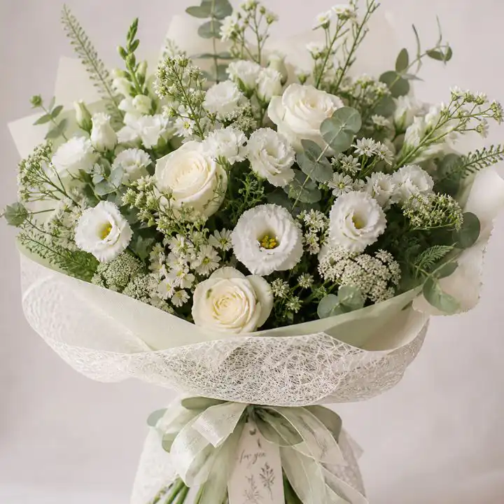 Luxury White Rose & Lisianthus Bouquet 1 white rose and lisianthus bouquet