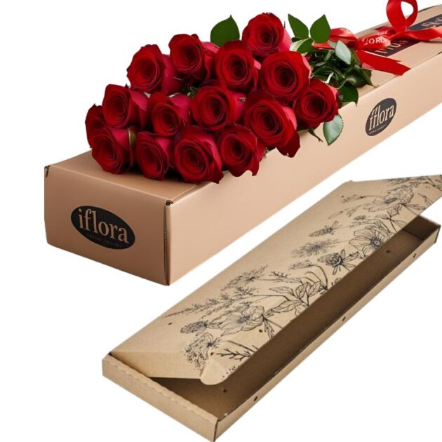 12 Stems Of Roses in a Gift Box 3 12 stems of red roses in a gift cardboard box