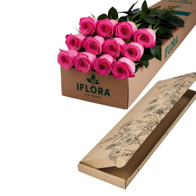 12 Stems Of Roses in a Gift Box 4 12 stems of Pink roses in a gift cardboard box