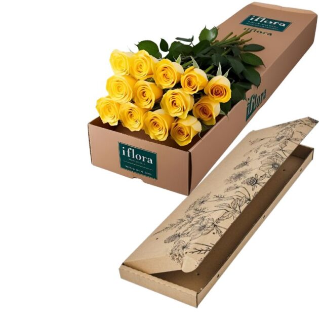 12 Stems Of Roses in a Gift Box 6 12 stems Yellow Roses in gift box