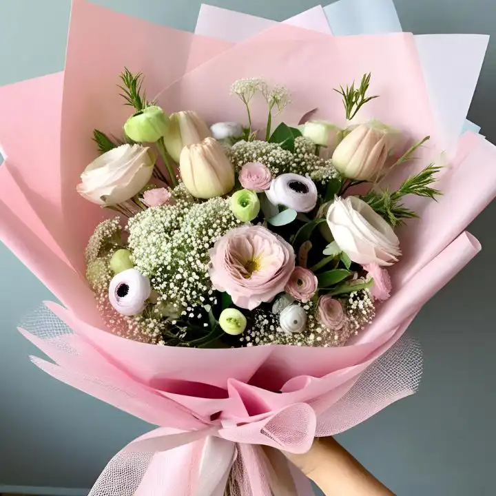 Ranunculus Flower Bouquet 2 Pink and White Ranunculus Bouquet with fresh, hand-selected blooms
