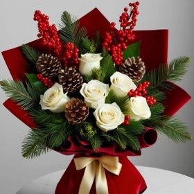White Rose Christmas Bouquet