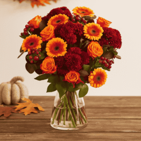 Autumn Rose and Gerbera Vase