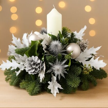 A traditional Christmas Advent wreath with candles