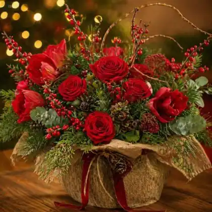Christmas Basket Flower Arrangements