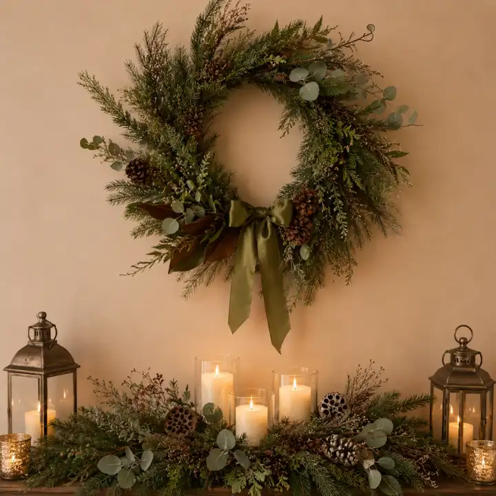 Christmas wreath and garland set 1 Christmas wreath and garland set