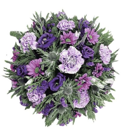 Classic garden posy with purple and pink flowers.