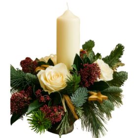 Christmas flower arrangements with candles