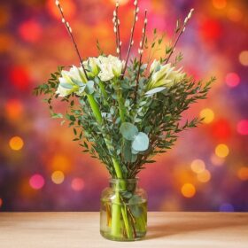 White Amaryllis Bouquet with vase