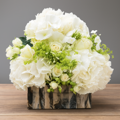 White hydrangea arrangement