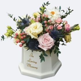 In Loving Memory Flower Vase with Blush Rose and Thistle