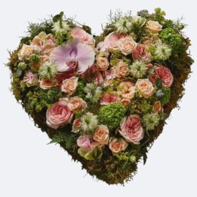 Soft Pink Rose Heart Funeral Tribute