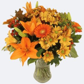Vibrant Autumn Flower Vase Arrangement