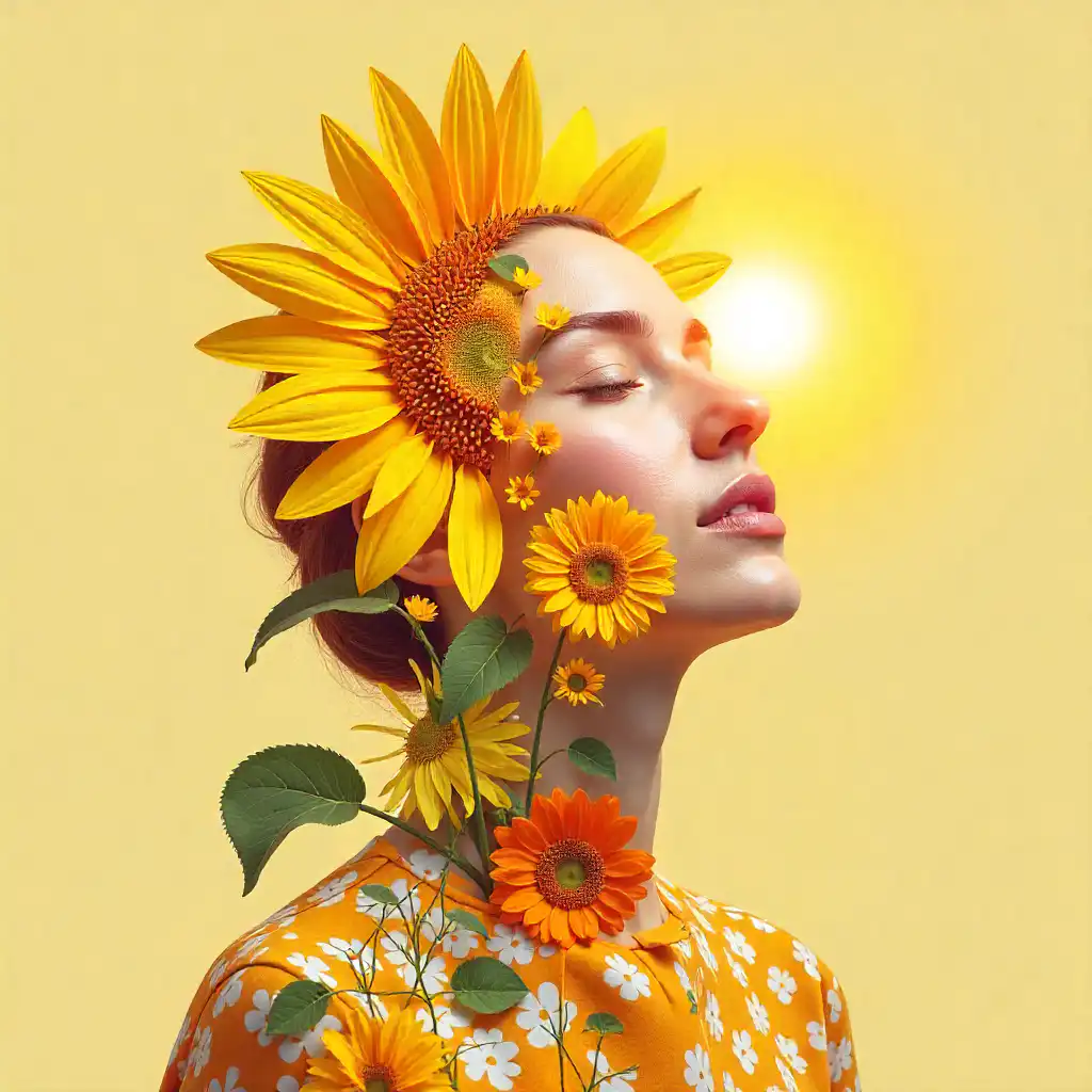 Sunflower turning toward the sun, symbolizing growth, hope, and optimism in a vibrant field.